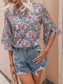 Áo sơ mi nữ Hoa Tất cả trên in Boho - Nhiều màu - Xem 5