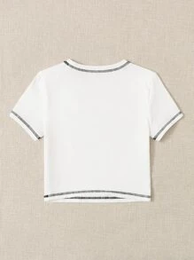 SHEIN EZwear Bikercore Top Cây trồng Đồ họa ô tô và chữ cái - trắng - Xem 2