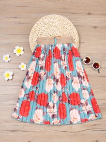 Váy bé gái Thắt lưng Xếp li Hoa Tất cả trên in Boho - Nhiều màu - Xem 2