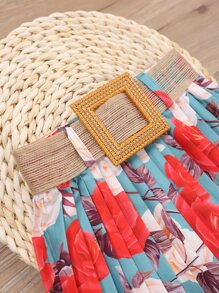 Váy bé gái Thắt lưng Xếp li Hoa Tất cả trên in Boho - Nhiều màu - Xem 4