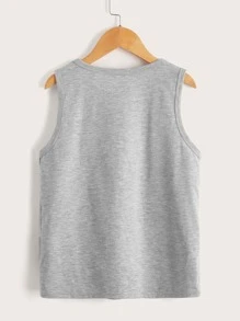 SHEIN Boys Cartoon Print Tank Top - Light Grey - View 2