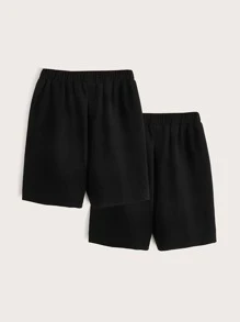 SHEIN Quần short phản quang họa tiết hoạt hình cho bé trai tuổi teen 2 chiếc - màu đen - Xem 9