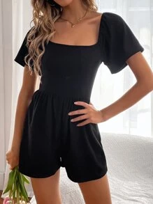 Chiquease Solid Knot Back Romper - Black - View 4