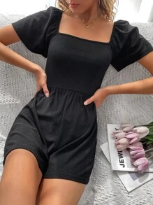 Chiquease Solid Knot Back Romper - Black - View 5