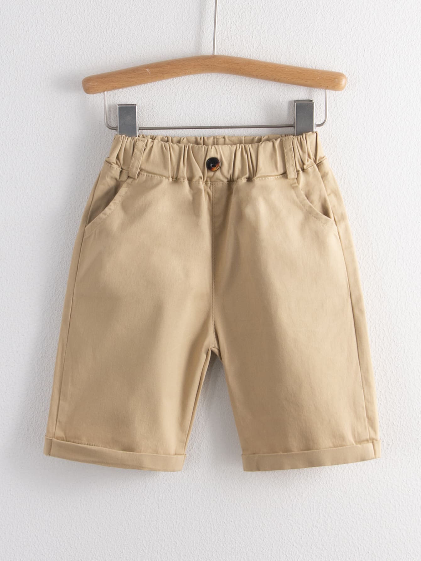 SHEIN Young Boy Rolled Hem Elastic Waist Shorts