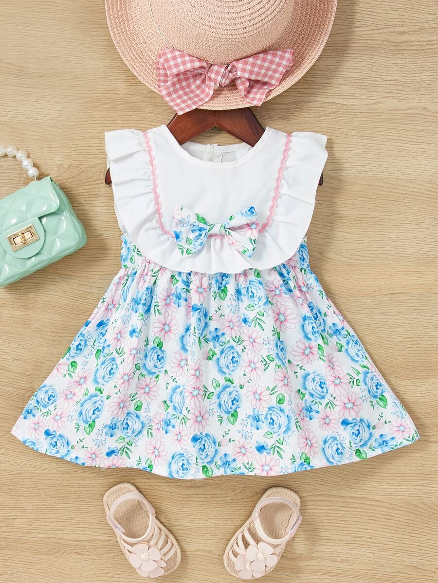 Đầm em bé Xù Nơ trước Hoa Dễ thương - Nhiều màu - Xem 1