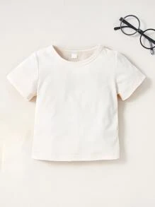 嬰兒素色T恤和格紋背帶連體短褲 - 彩色 - 查看 3