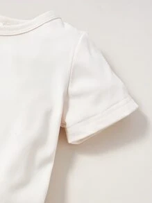 嬰兒素色T恤和格紋背帶連體短褲 - 彩色 - 查看 4