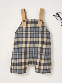 嬰兒素色T恤和格紋背帶連體短褲 - 彩色 - 查看 5