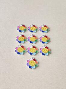 10pcs Color Block Flower DIY Pendant - Multicolor - View 1