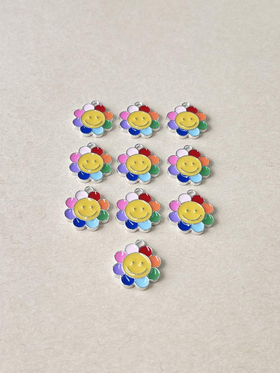10pcs Color Block Flower DIY Pendant - Multicolor - View 1