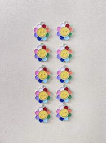 10pcs Color Block Flower DIY Pendant - Multicolor - View 2