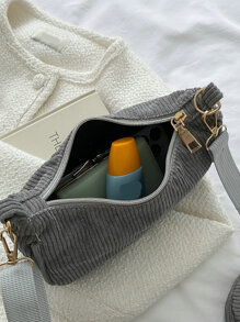 Vải to sợi Túi Hobo Với ví coin , NỮ Cái túi Với Cái túi - Xám - Xem 3