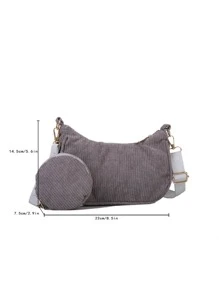 Vải to sợi Túi Hobo Với ví coin , NỮ Cái túi Với Cái túi - Xám - Xem 6