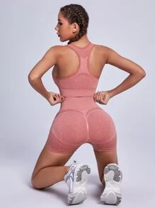 Set bộ đồ thể thao màu trơn - Màu Cam san hô - Xem 2