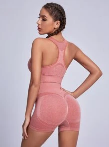 Set bộ đồ thể thao màu trơn - Màu Cam san hô - Xem 4