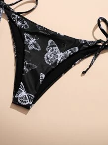 ROMWE Goth Bikini in hình con bướm cho bãi biển mùa hè - Đen và trắng - Xem 3