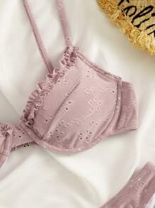 Bikini con cable y ribete de volantes - Rosa vieja - Ver 5