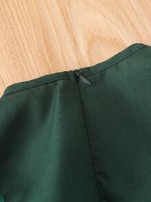 Baby Mesh Panel Zip Back Smock Dress - Dark Green - View 5