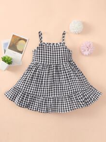 Đầm em bé Viên lá sen Kẻ sọc Dễ thương - Đen và trắng - Xem 1