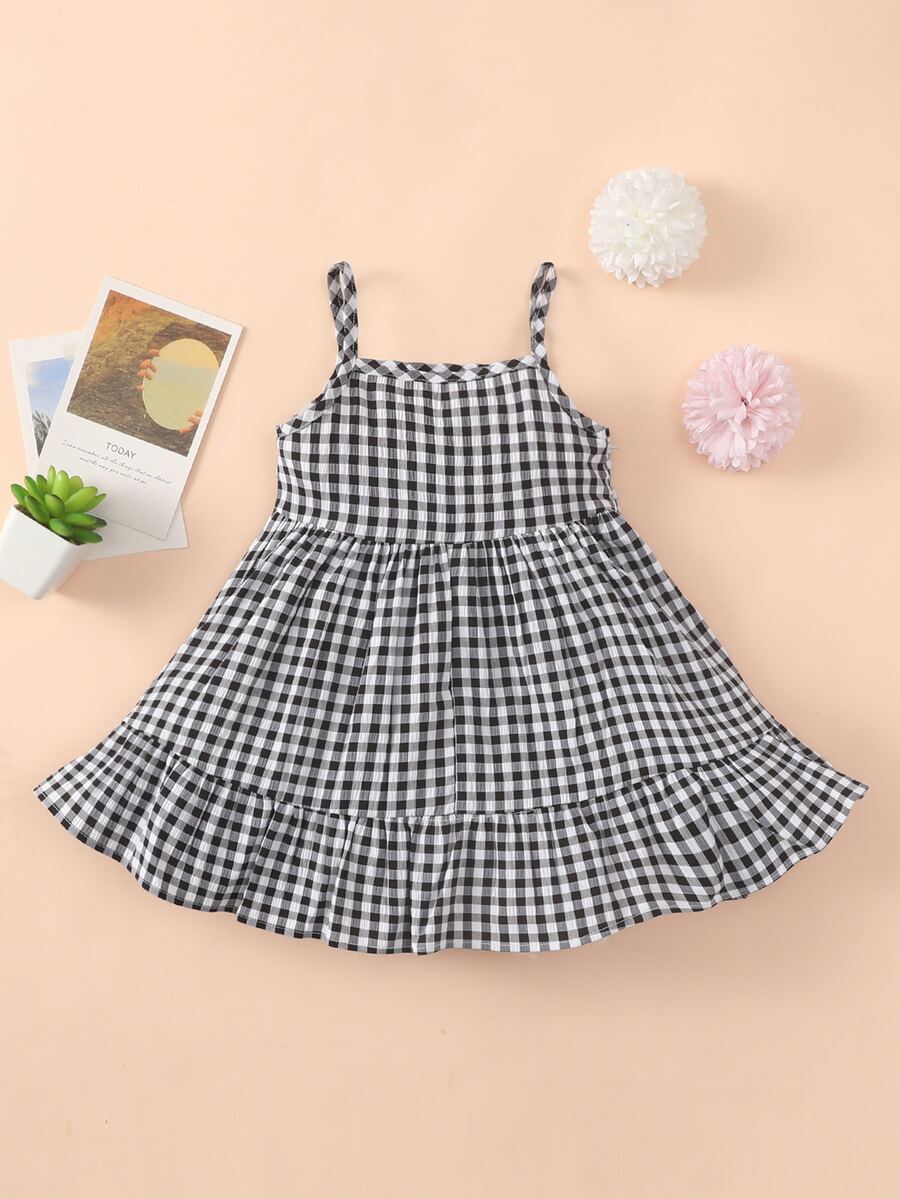 Đầm em bé Viên lá sen Kẻ sọc Dễ thương - Đen và trắng - Xem 1