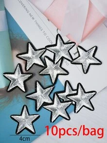 10件DIY星星縫紉補丁 - 銀色 - 查看 3