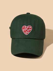 愛心和標語刺繡棒球帽 - 墨綠色 - 查看 2