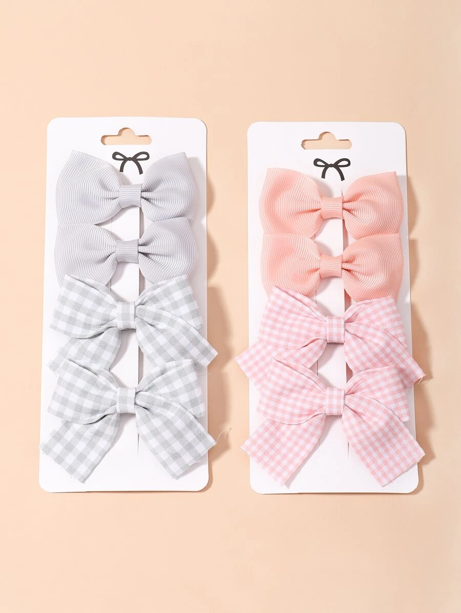 8 cái Bé Gái Mới Biết Đi Kẻ Sọc Nơ Trang Trí Tóc Kẹp - Nhiều màu - Xem 1