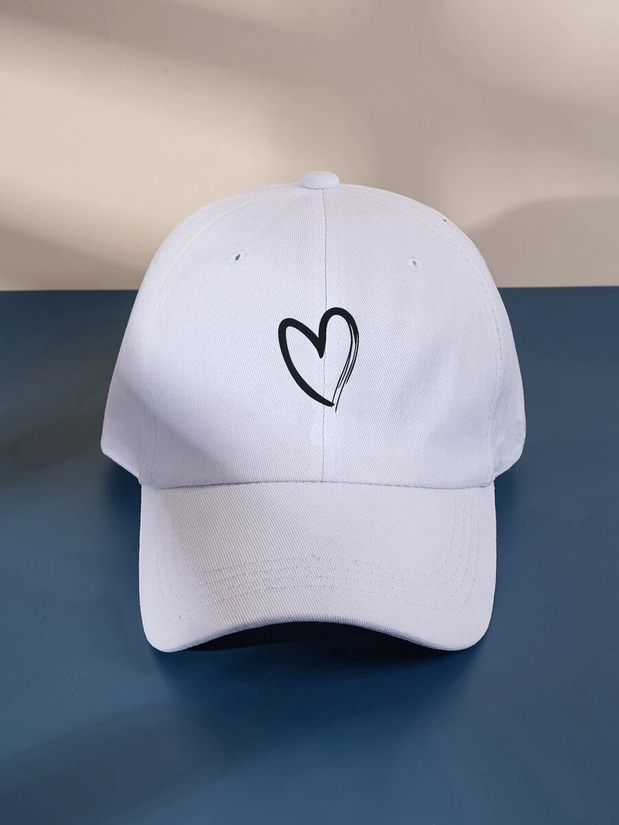 1 Mũ bóng chày in hình trái tim dành cho nữ, Mũ chống nắng thông thường có thể điều chỉnh ngoài trời Thích hợp khi đi du lịch, Kỳ nghỉ ở bãi biển, Mũ che nắng cho nam, Mũ trẻ trung phong cách Y2k cho mùa xuân và mùa thu - trắng - Xem 1