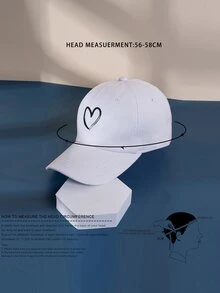 1 Mũ bóng chày in hình trái tim dành cho nữ, Mũ chống nắng thông thường có thể điều chỉnh ngoài trời Thích hợp khi đi du lịch, Kỳ nghỉ ở bãi biển, Mũ che nắng cho nam, Mũ trẻ trung phong cách Y2k cho mùa xuân và mùa thu - trắng - Xem 3