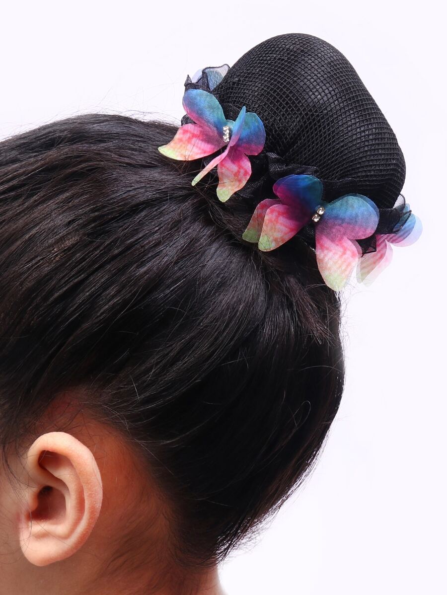 1 pieza Red para cabela para clase de danza de niña, adecuada para actuaciones de ballet o examenes, con decoración de strass y cordón para cubrir el moño - Multicolor - Ver 1