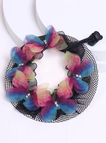 1 pieza Red para cabela para clase de danza de niña, adecuada para actuaciones de ballet o examenes, con decoración de strass y cordón para cubrir el moño - Multicolor - Ver 2
