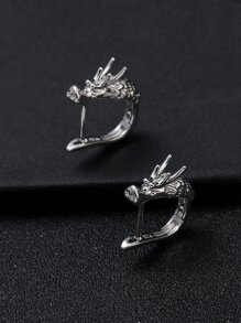 Fashionable and Popular Men Chinese Dragon Design Hoop Earrings Copper for Vacation and for a Stylish Look