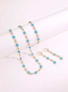 4pcs Geometric Decor Jewelry Set - Multicolor - View 3