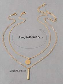 2pcs Geometric Charm Necklace - Yellow Gold - View 3