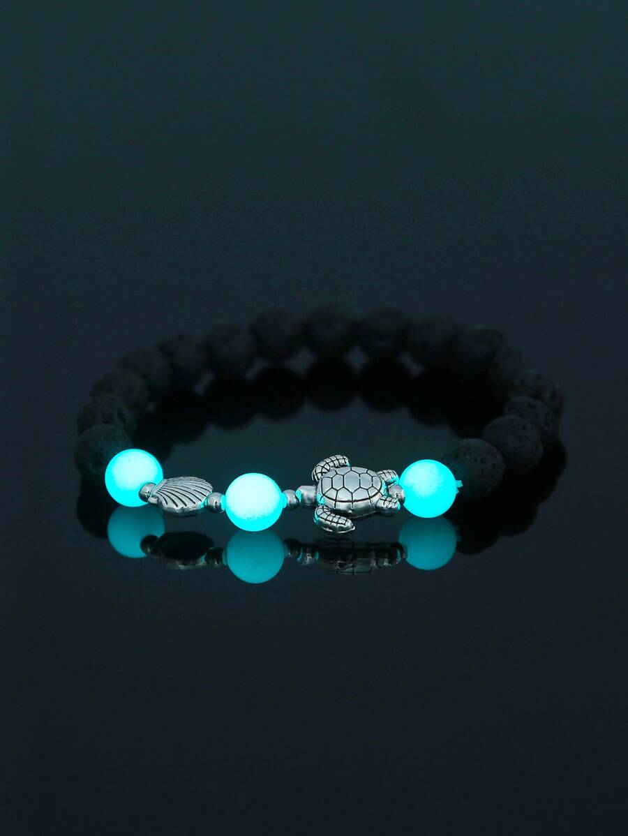 Vòng tay đính cườm trang trí Rùa phát sáng trong bóng tối - màu đen - Xem 1