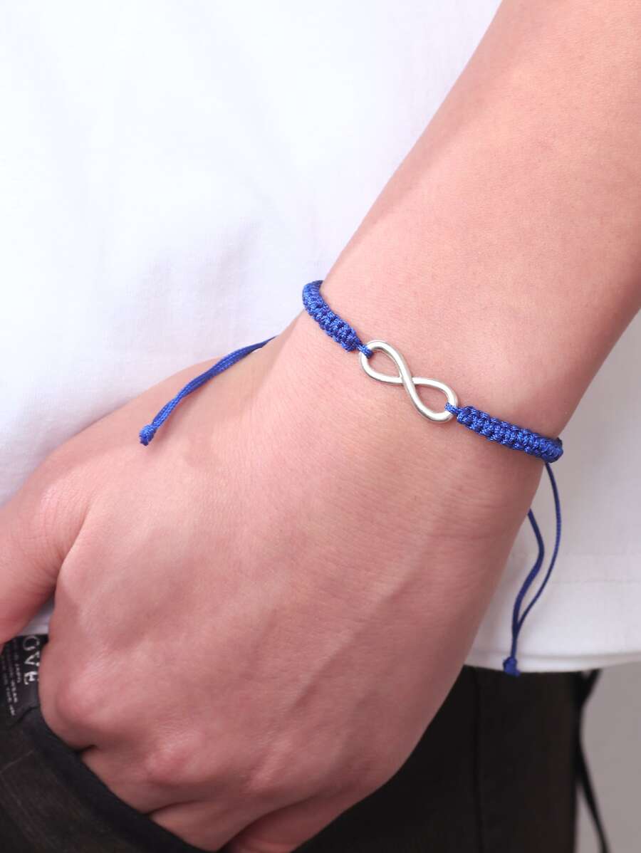 男士無窮象徵裝飾手環 - 寶藍色 - 查看 1