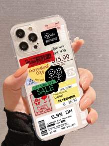Label Pattern Clear Phone Case - Multicolor - View 1