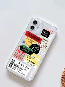 Label Pattern Clear Phone Case - Multicolor - View 2