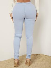 SHEIN Jeans mit Reißverschluss, Tülle Öse, Band