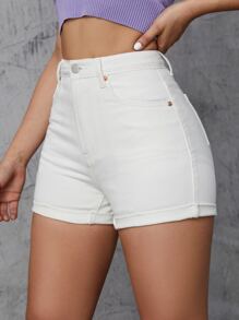 Shorts con bolsillo oblicuo delgado - Blanco - Ver 1