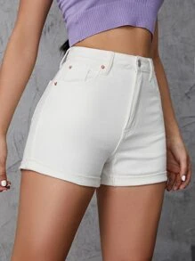 Shorts con bolsillo oblicuo delgado - Blanco - Ver 6