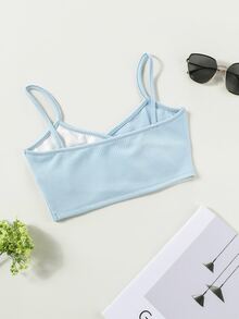 Tank Tops & Camis Bé Gái Gân đan Khối Màu Giải trí - Xanh và trắng - Xem 2