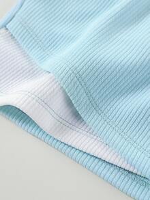 Tank Tops & Camis Bé Gái Gân đan Khối Màu Giải trí - Xanh và trắng - Xem 5