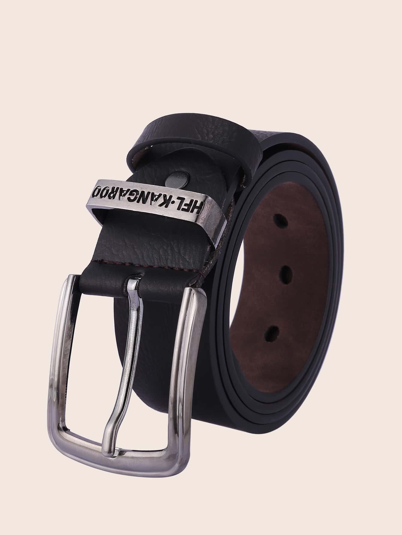 Thắt lưng chi tiết chữ cái dành cho nam với công cụ đục lỗ - Màu nâu Sô-cô-la - Xem 1