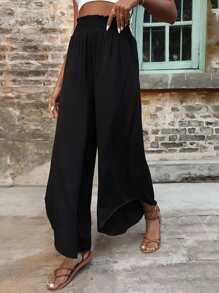 Breezaya 紙袋型腰闊腿褲 - 黑色 - 查看 6