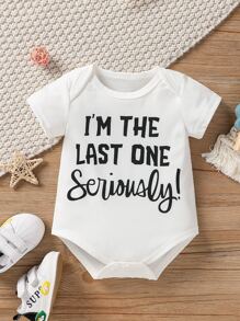 Baby Boy Slogan Graphic Bodysuit - White - View 1