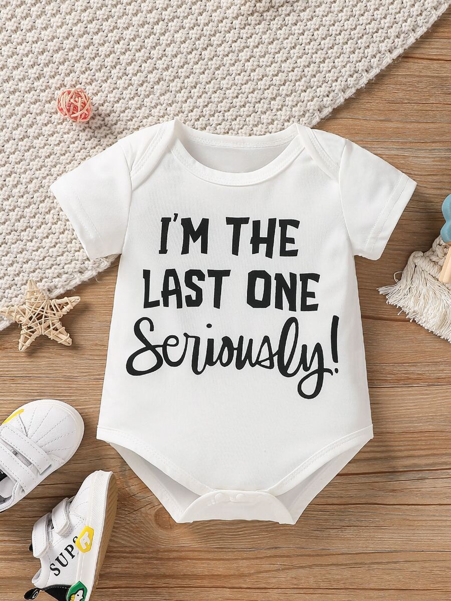 Baby Boy Slogan Graphic Bodysuit - White - View 1