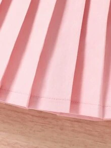 小女童字母圖案運動衫和百褶半身裙 - 彩色 - 查看 4