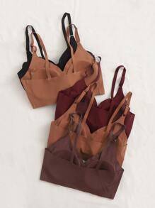 Women's Casual Comfy Plain Backless Bras With Slight Stretch Fabric Multicolor Lingerie Set - Multicolor - View 2